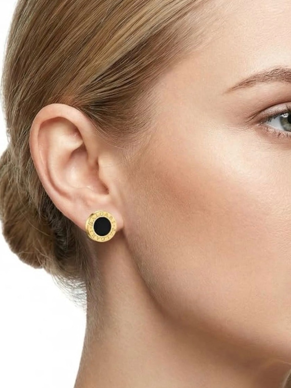 BVLGARI Italy Circular Logo Stud Earrings